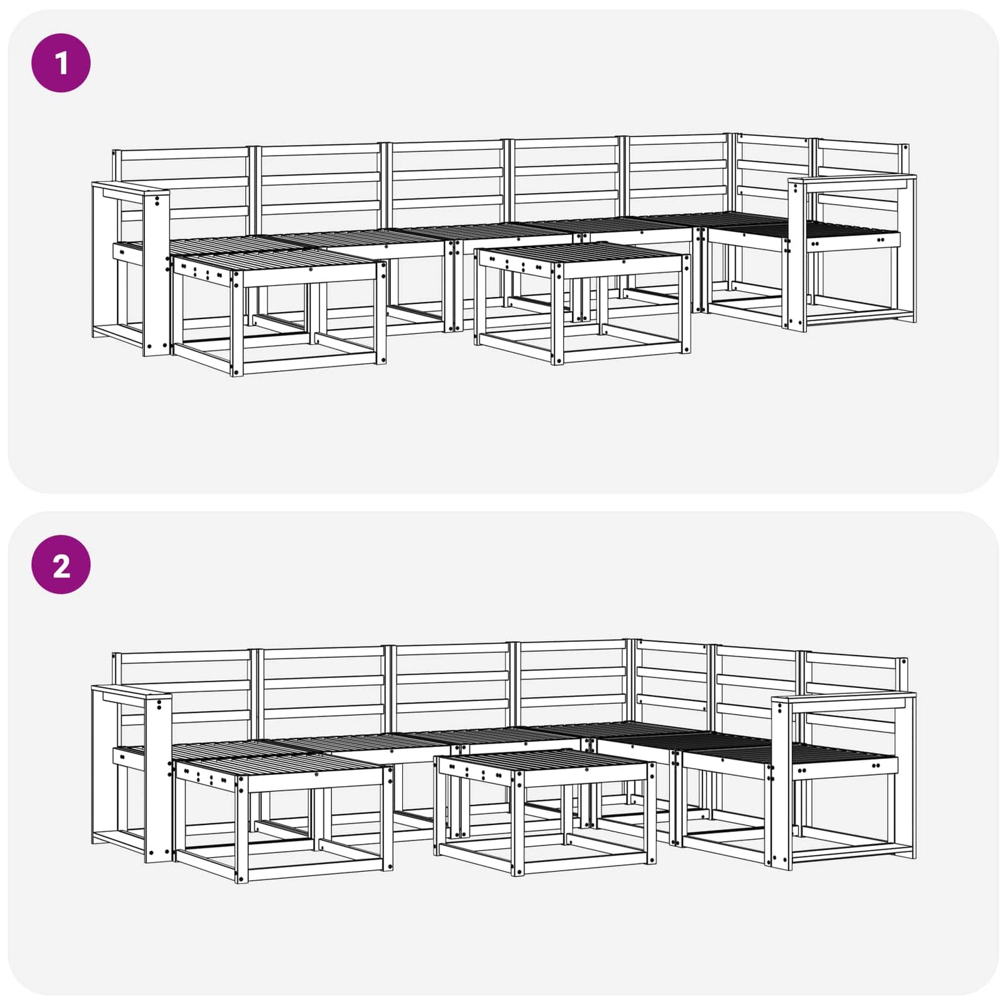 Utendørs sofa-sett 8 pcs Hvit Solid akasietre