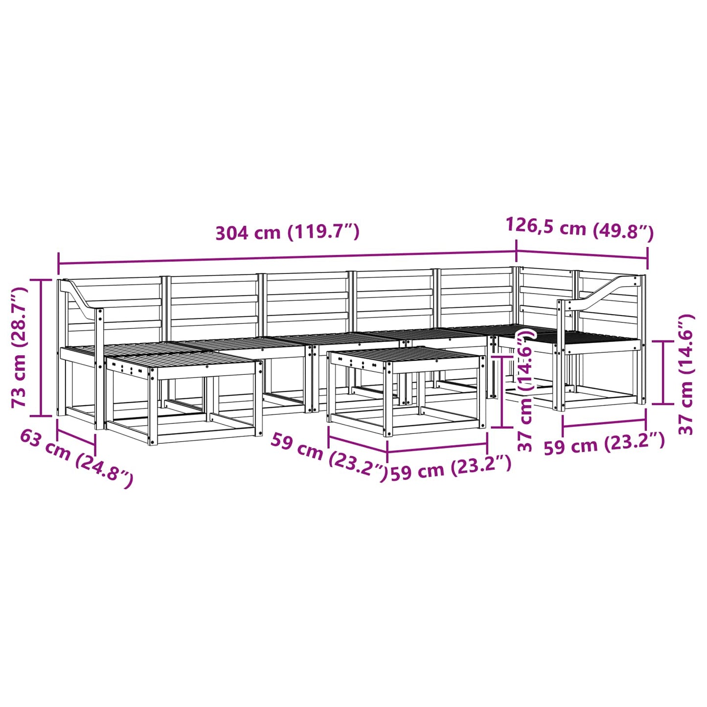 Utendørs sofa-sett 8 pcs Hvit Solid akasietre