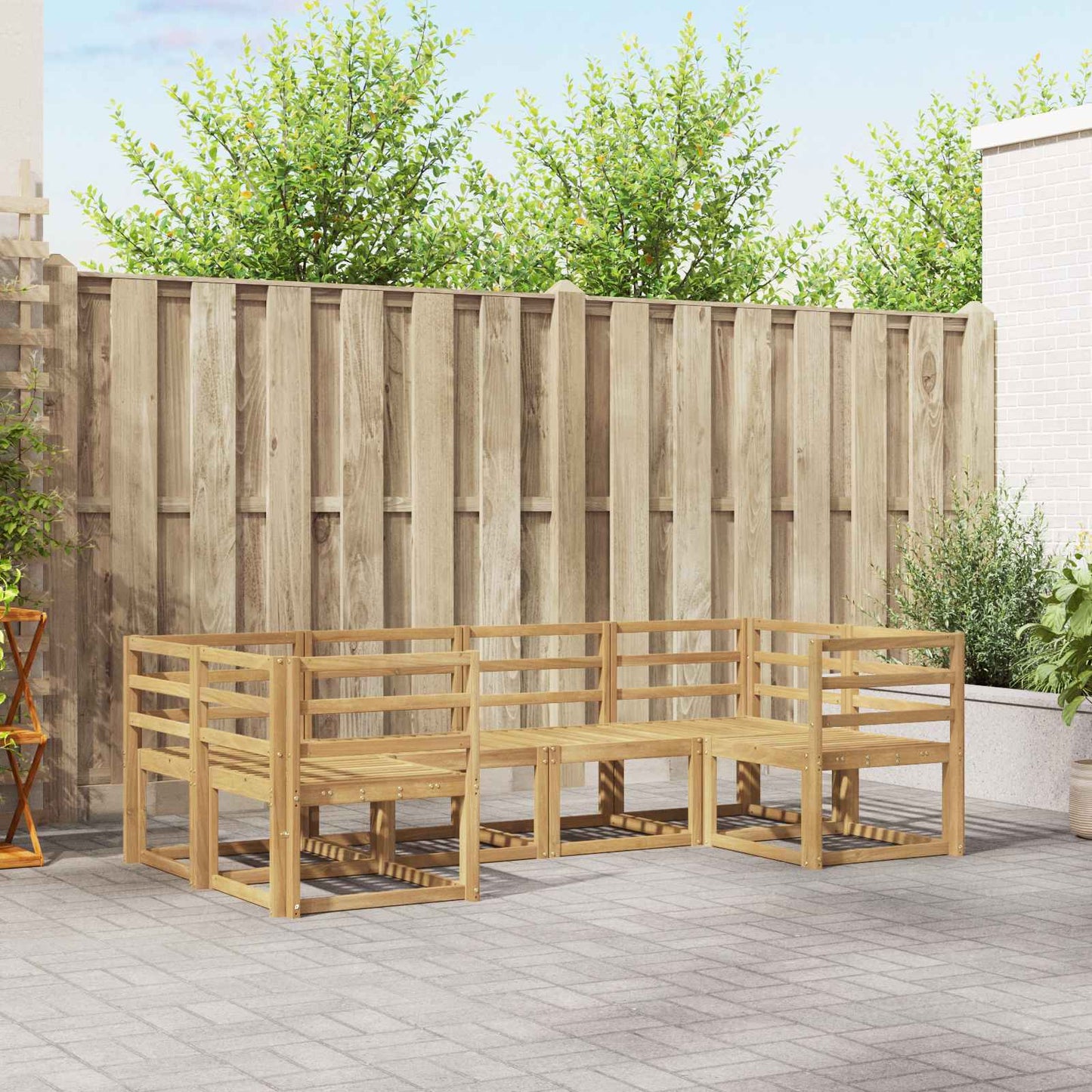 Utendørs sofa-sett 6 pcs Hvit Solid akasietre