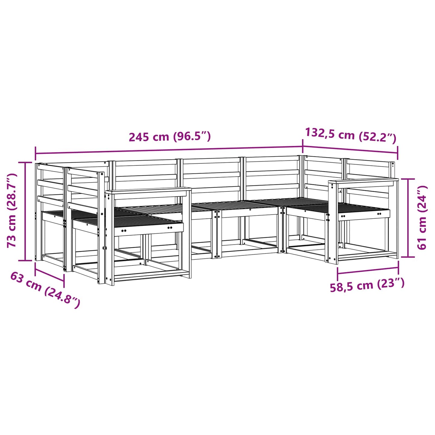 Utendørs sofa-sett 6 pcs Hvit Solid akasietre