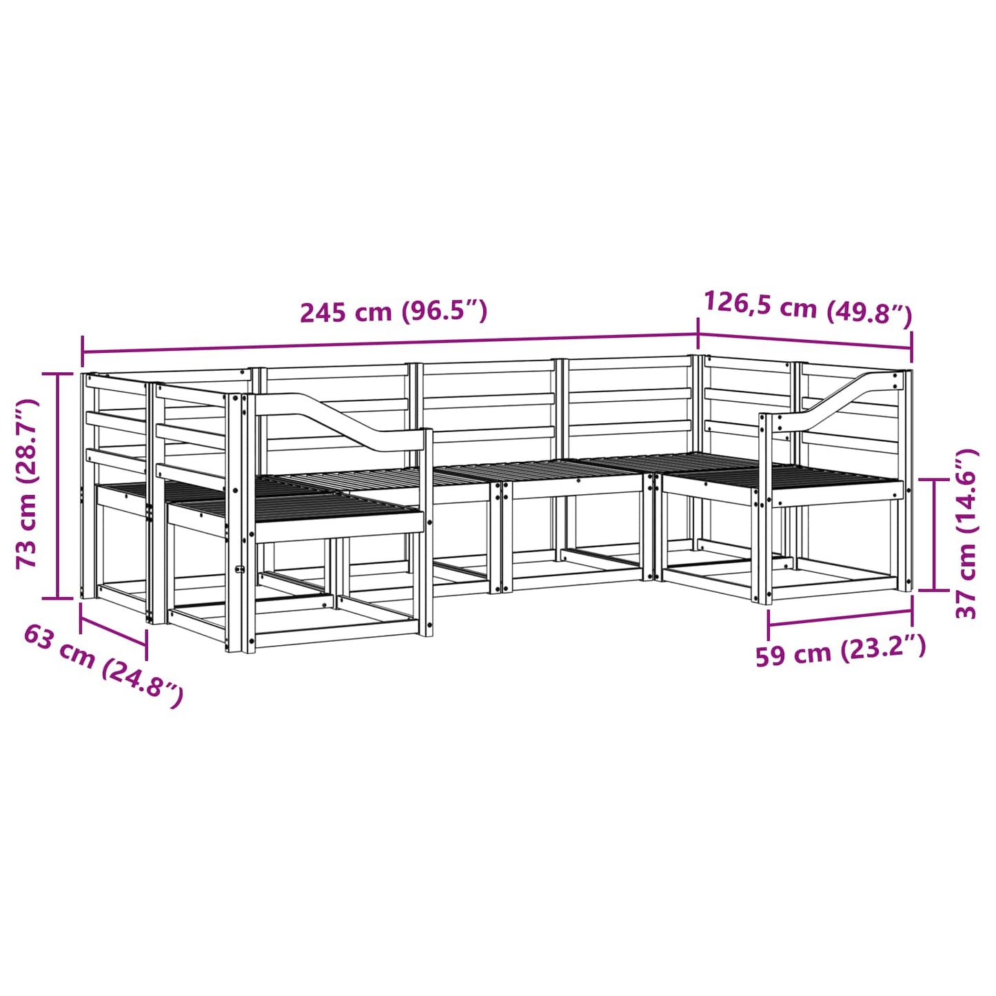 Utendørs sofa-sett 6 pcs Hvit Solid akasietre