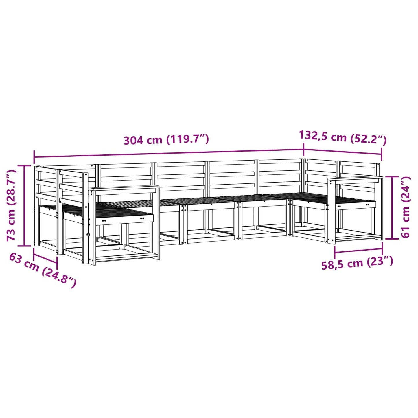 Utendørs sofa-sett 7 pcs Hvit Solid akasietre