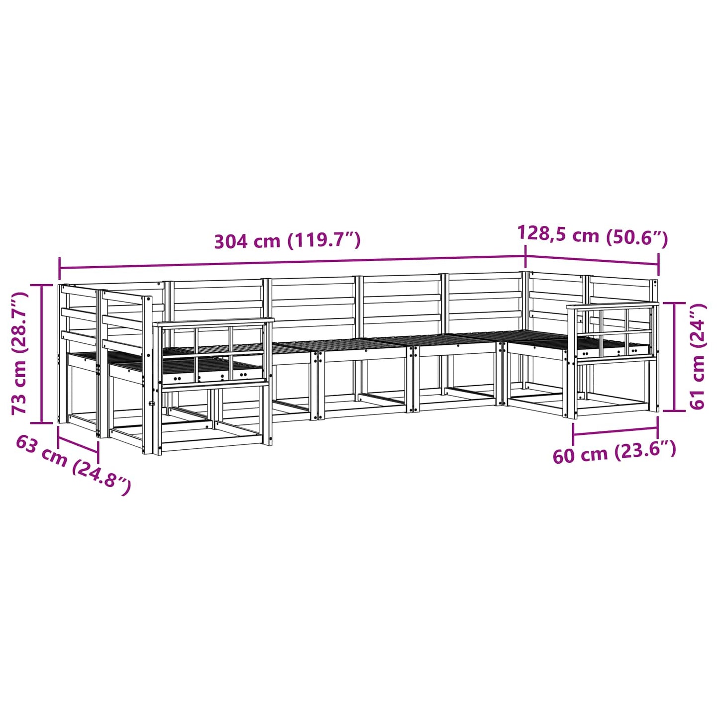 Utendørs sofa-sett 7 pcs Hvit Solid akasietre