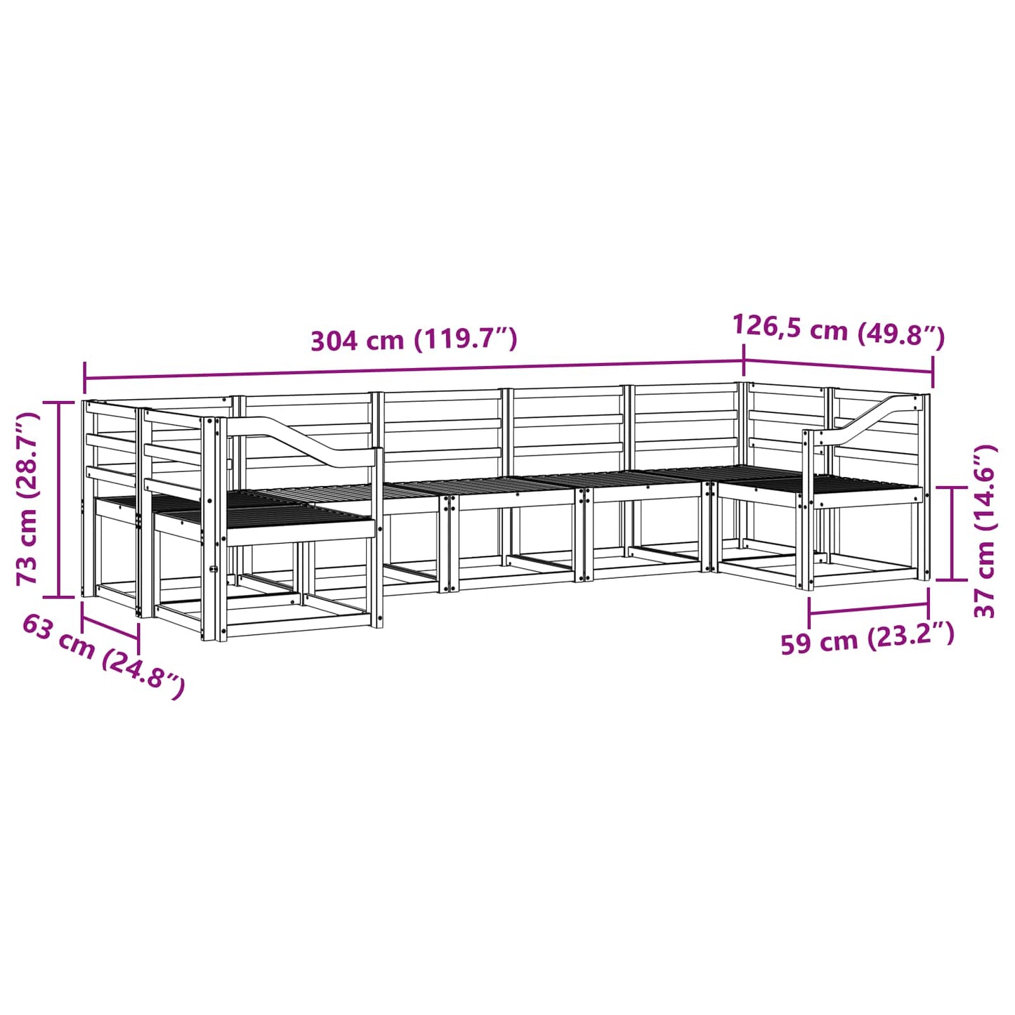 Utendørs sofa-sett 7 pcs Hvit Solid akasietre