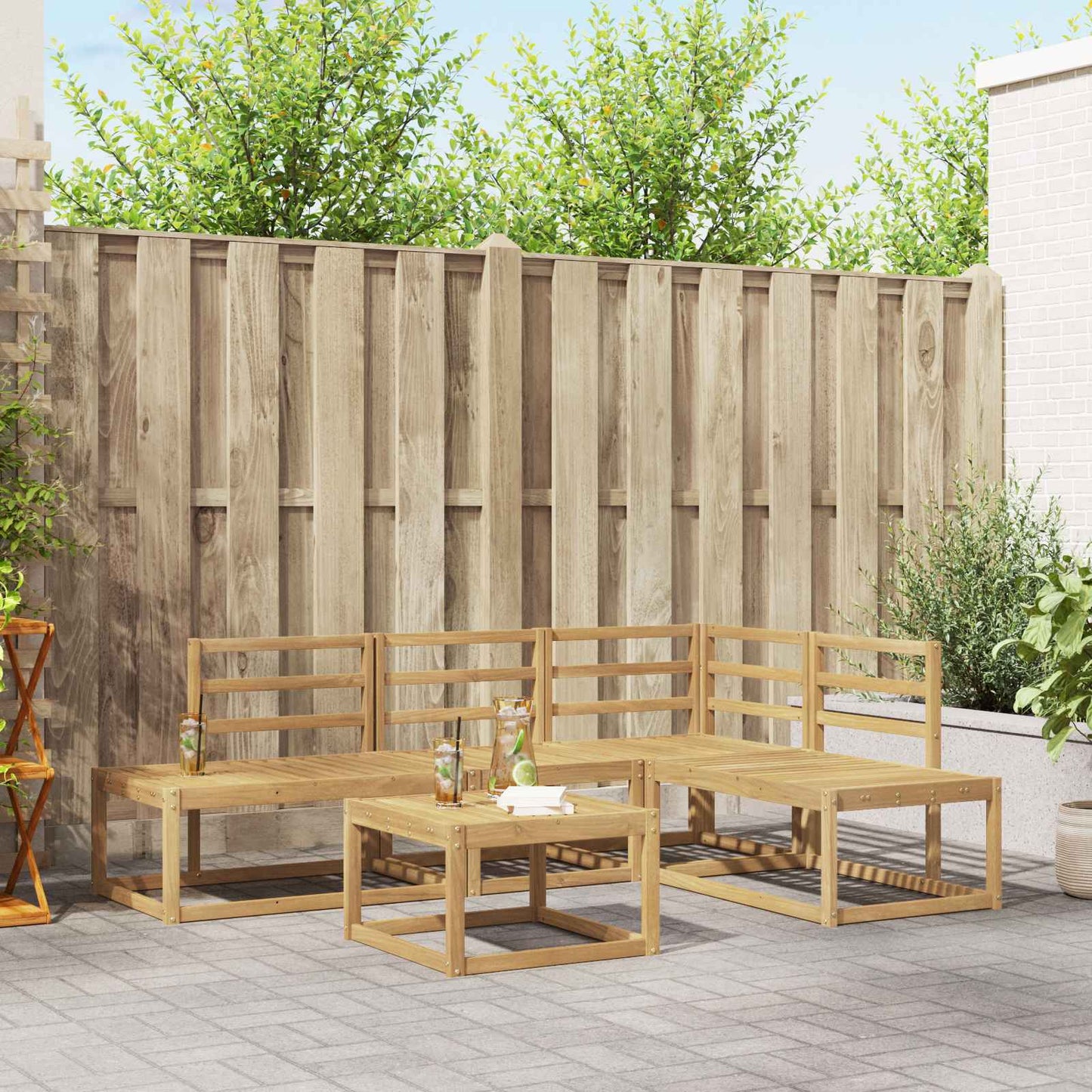 Utendørs sofa-sett 5 Stk Hvit