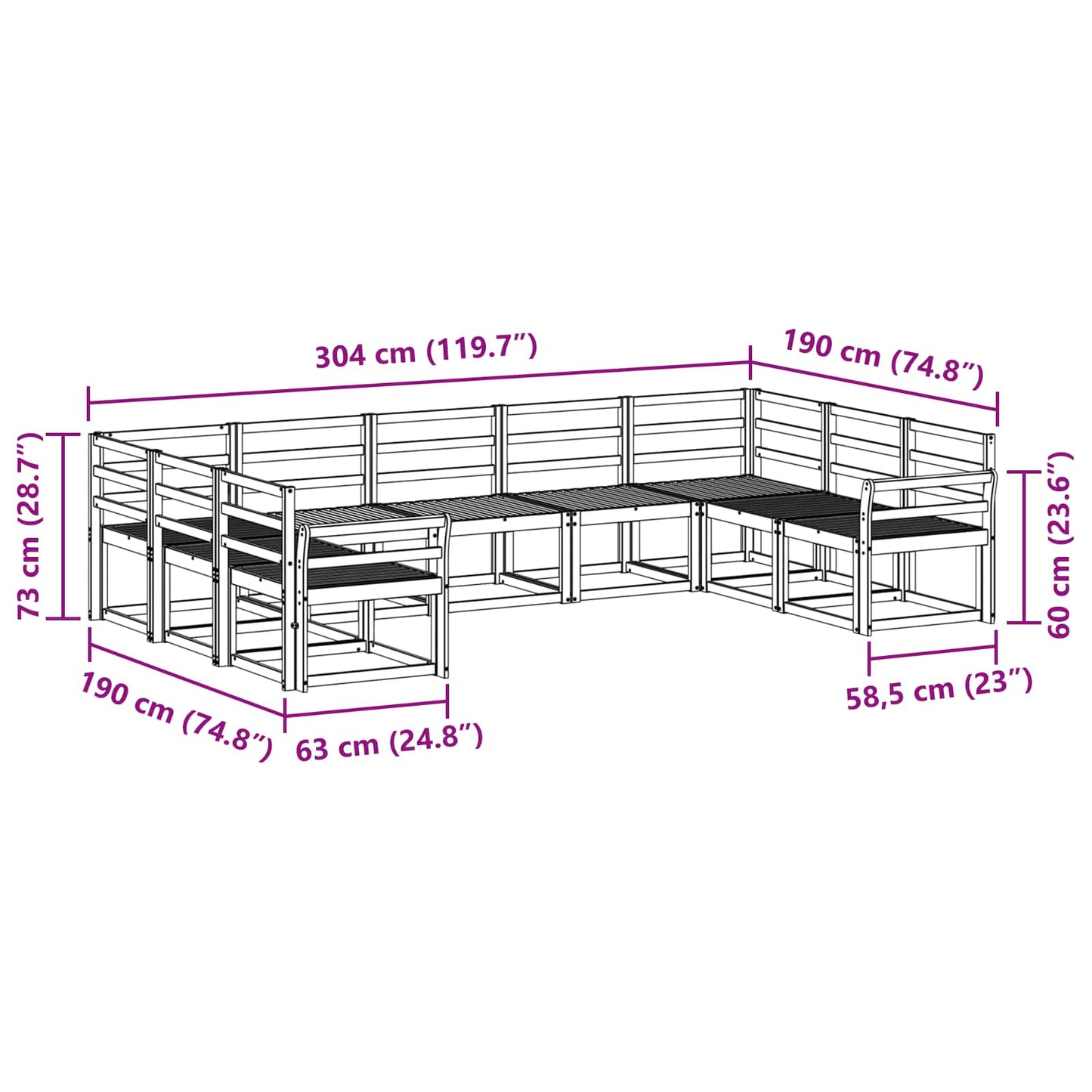 Utendørs sofa-sett 9 pcs Hvit Solid akasietre