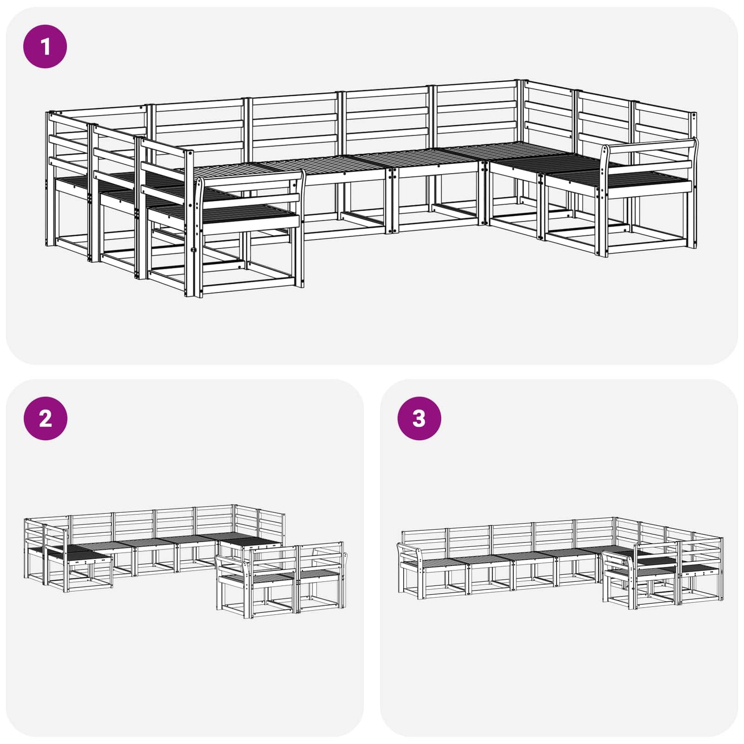 Utendørs sofa-sett 9 pcs Hvit Solid akasietre