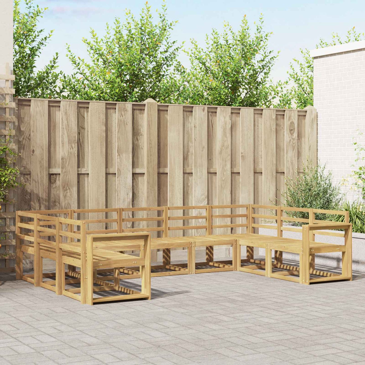 Utendørs sofa-sett 9 pcs Hvit Solid akasietre
