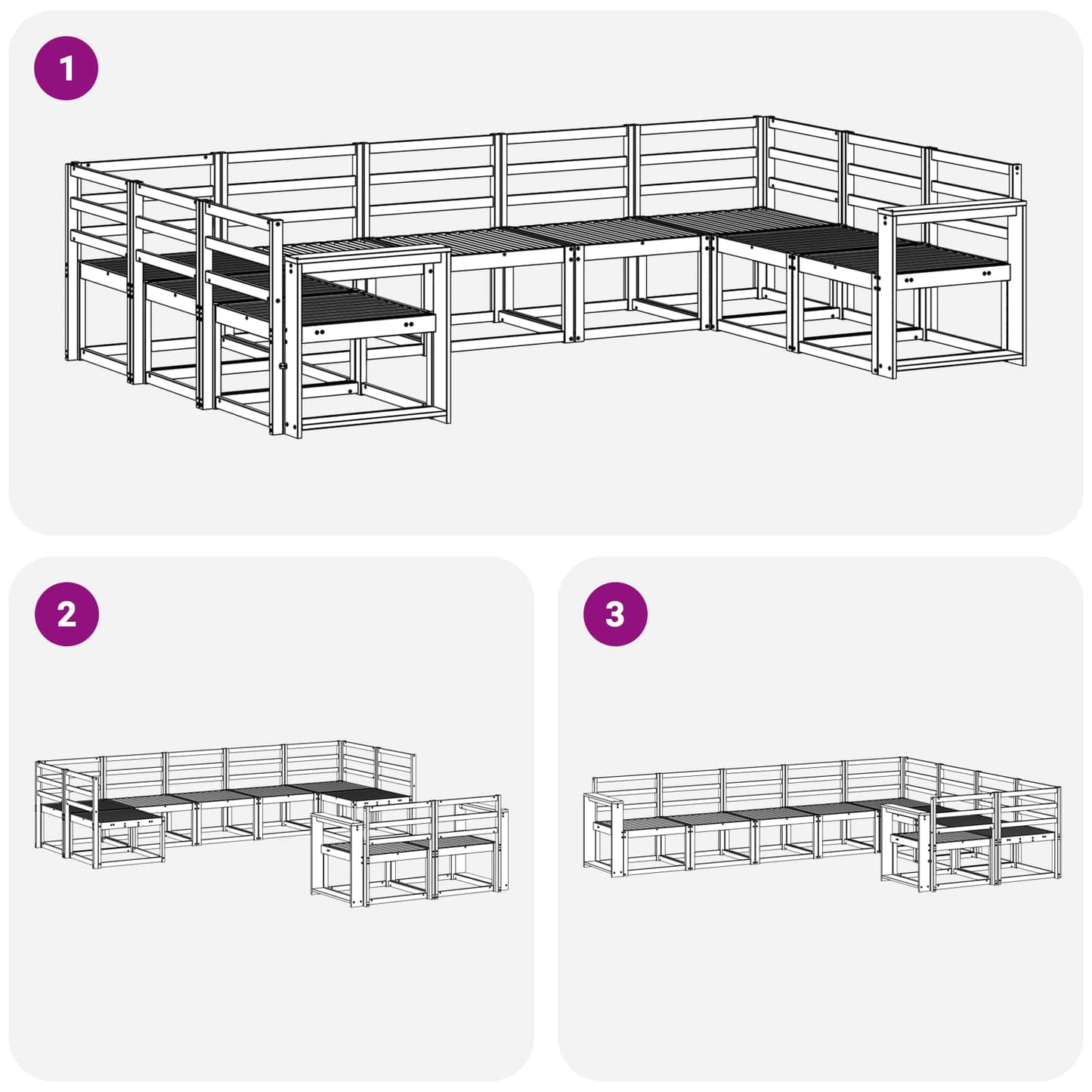 Utendørs sofa-sett 9 pcs Hvit Solid akasietre