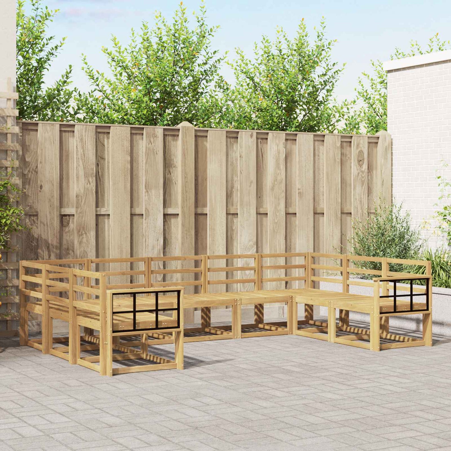 Utendørs sofa-sett 9 pcs Hvit Solid akasietre