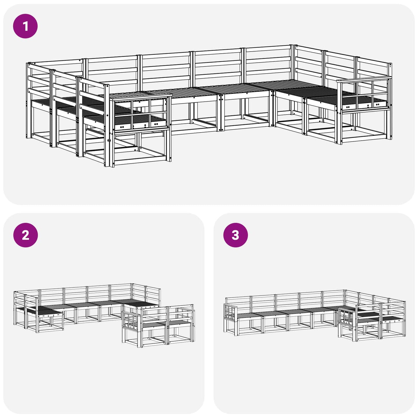 Utendørs sofa-sett 9 pcs Hvit Solid akasietre