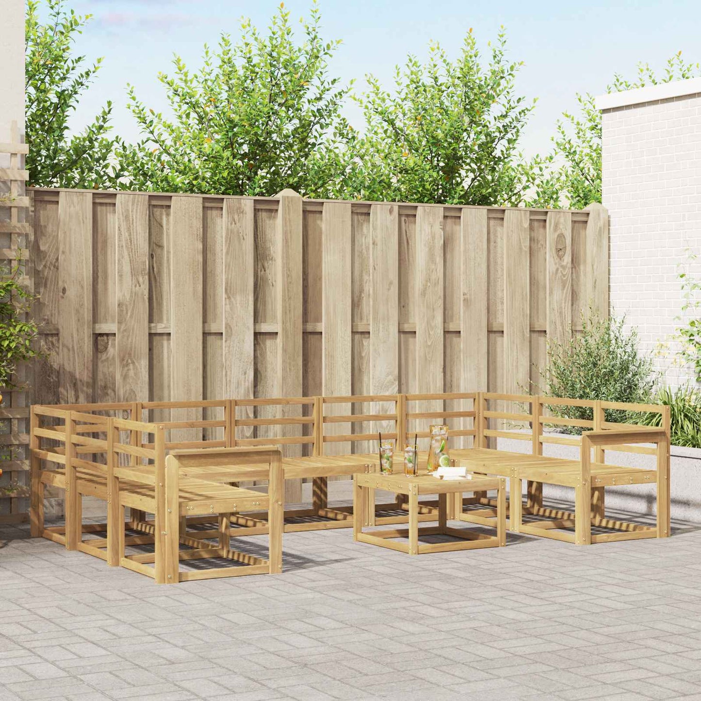 Utendørs sofa-sett 10 pcs Hvit Solid akasietre