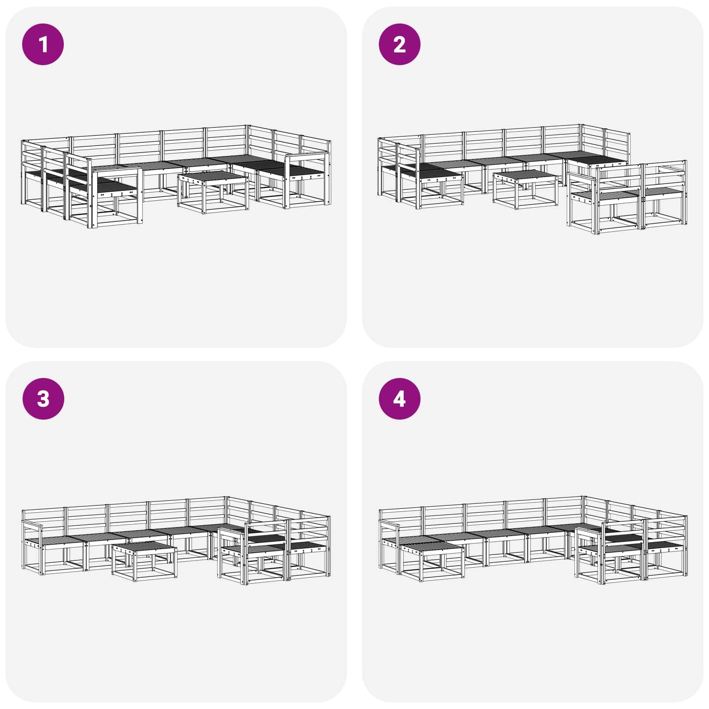 Utendørs sofa-sett 10 pcs Hvit Solid akasietre
