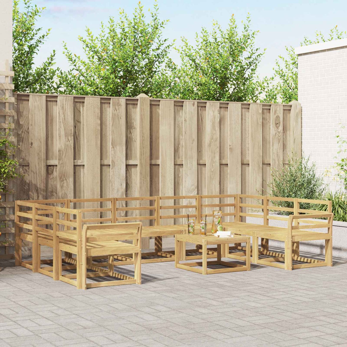 Utendørs sofa-sett 10 pcs Hvit Solid akasietre