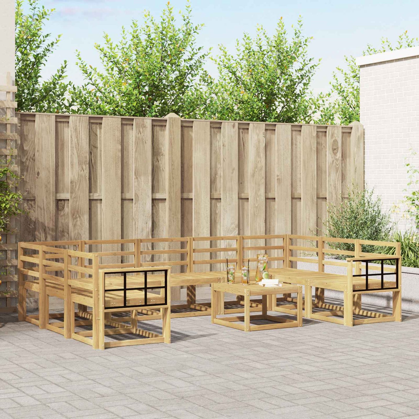 Utendørs sofa-sett 10 pcs Hvit Solid akasietre