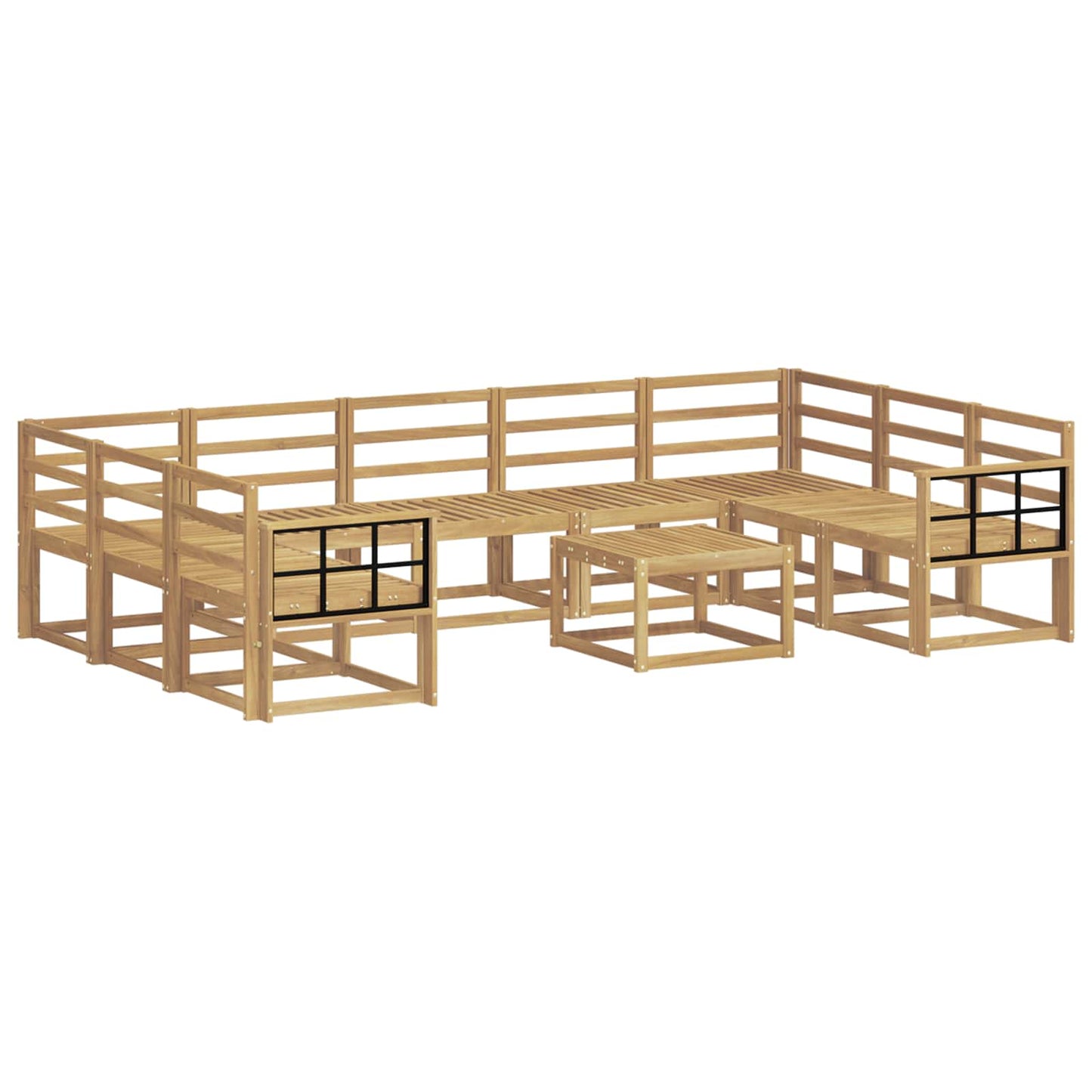 Utendørs sofa-sett 10 pcs Hvit Solid akasietre