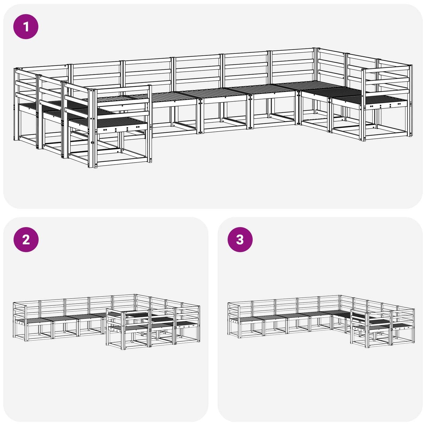 Utendørs sofa-sett 10 pcs Hvit Solid akasietre