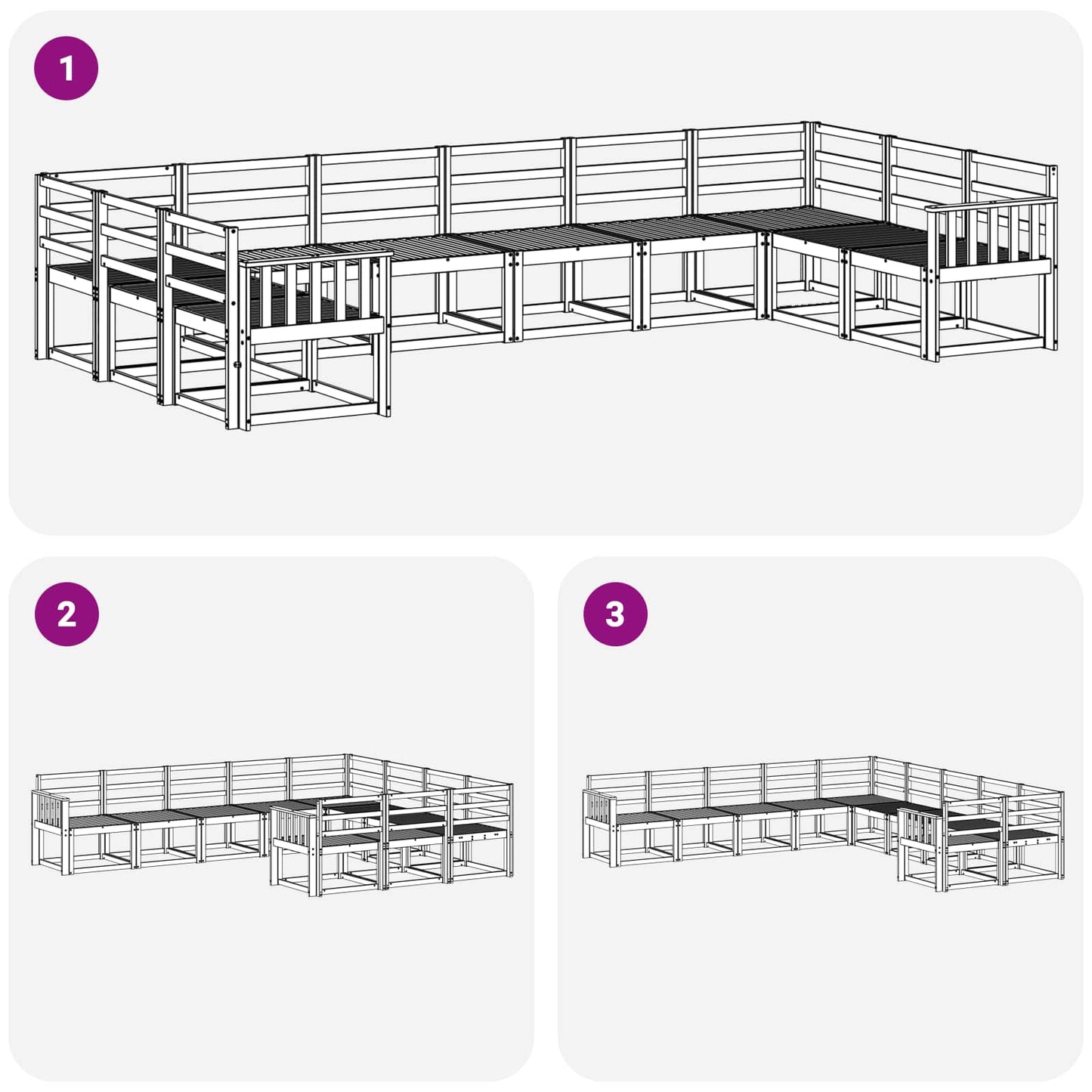 Utendørs sofa-sett 10 pcs Hvit Solid akasietre