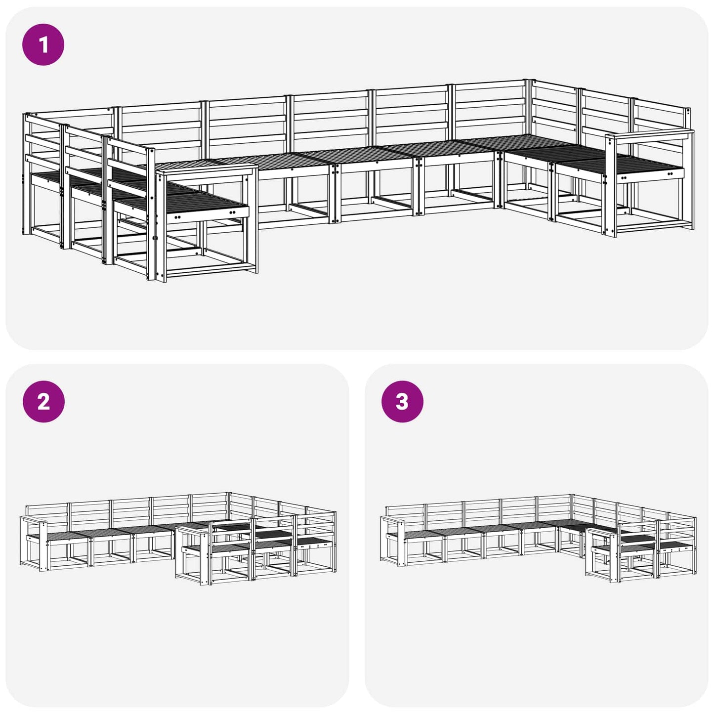 Utendørs sofa-sett 10 pcs Hvit Solid akasietre