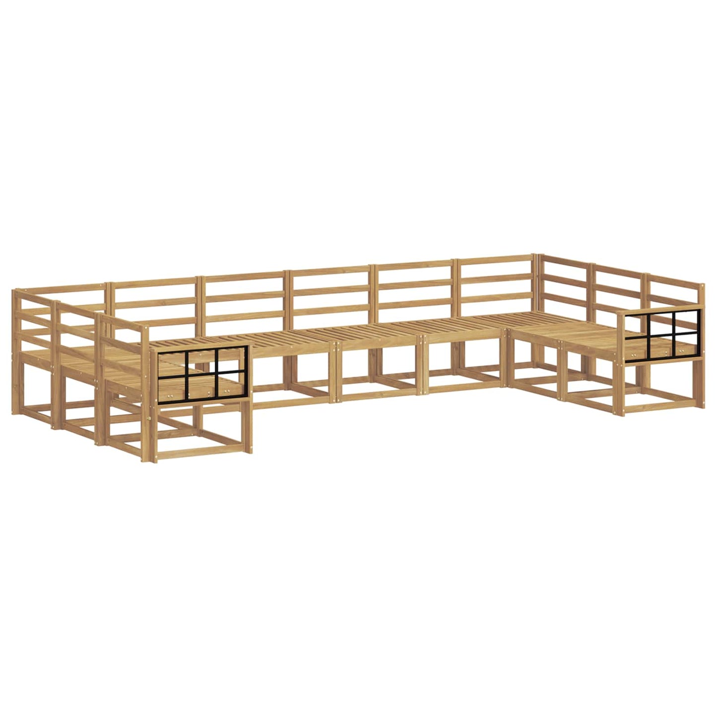 Utendørs sofa-sett 10 pcs Hvit Solid akasietre