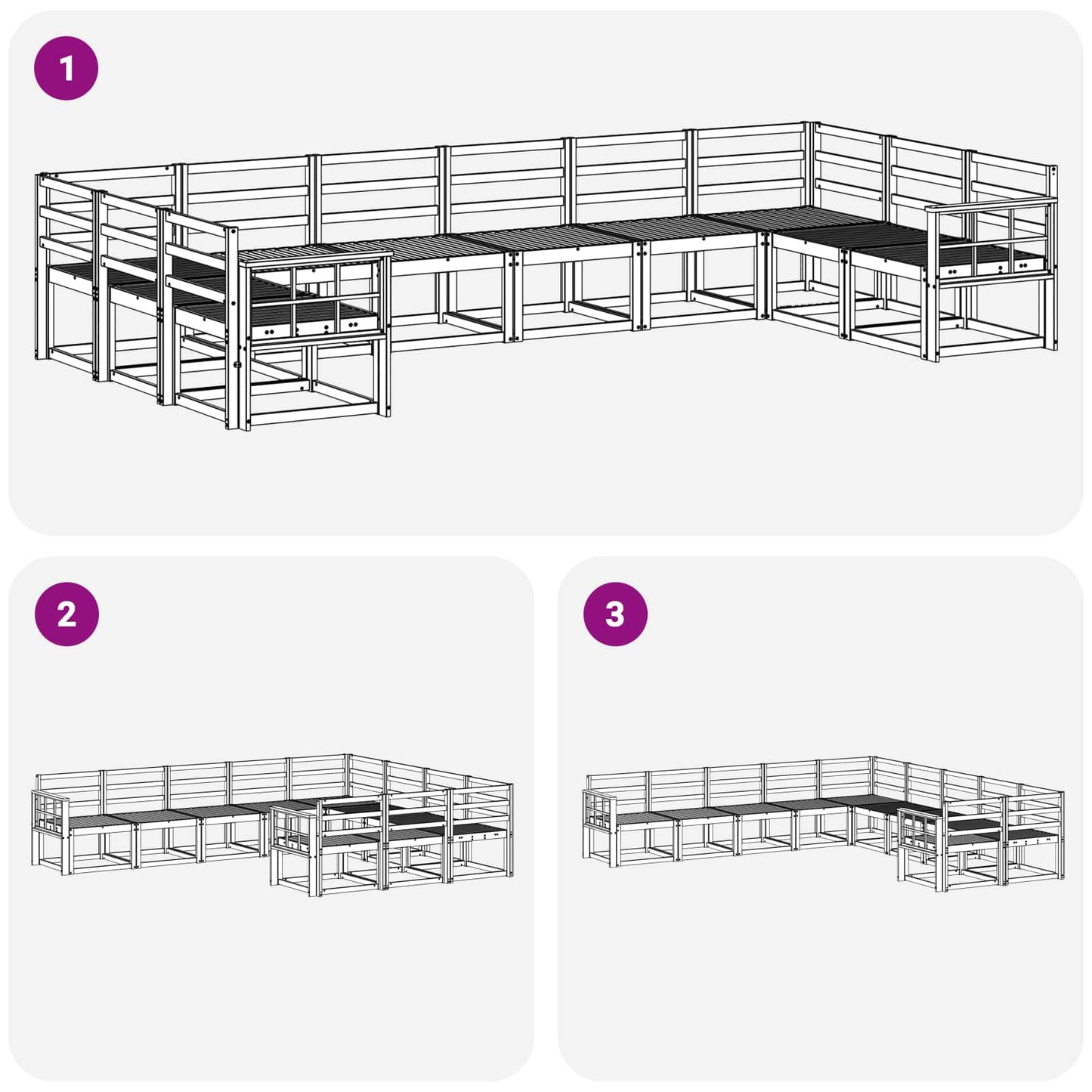 Utendørs sofa-sett 10 pcs Hvit Solid akasietre