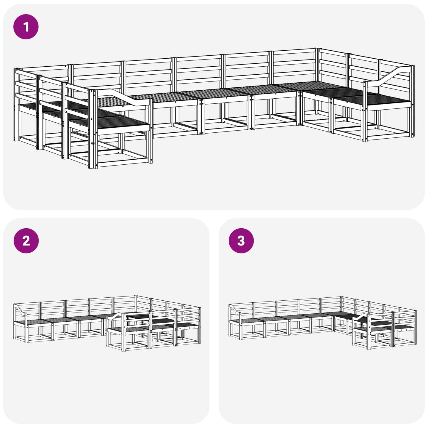 Utendørs sofa-sett 10 pcs Hvit Solid akasietre