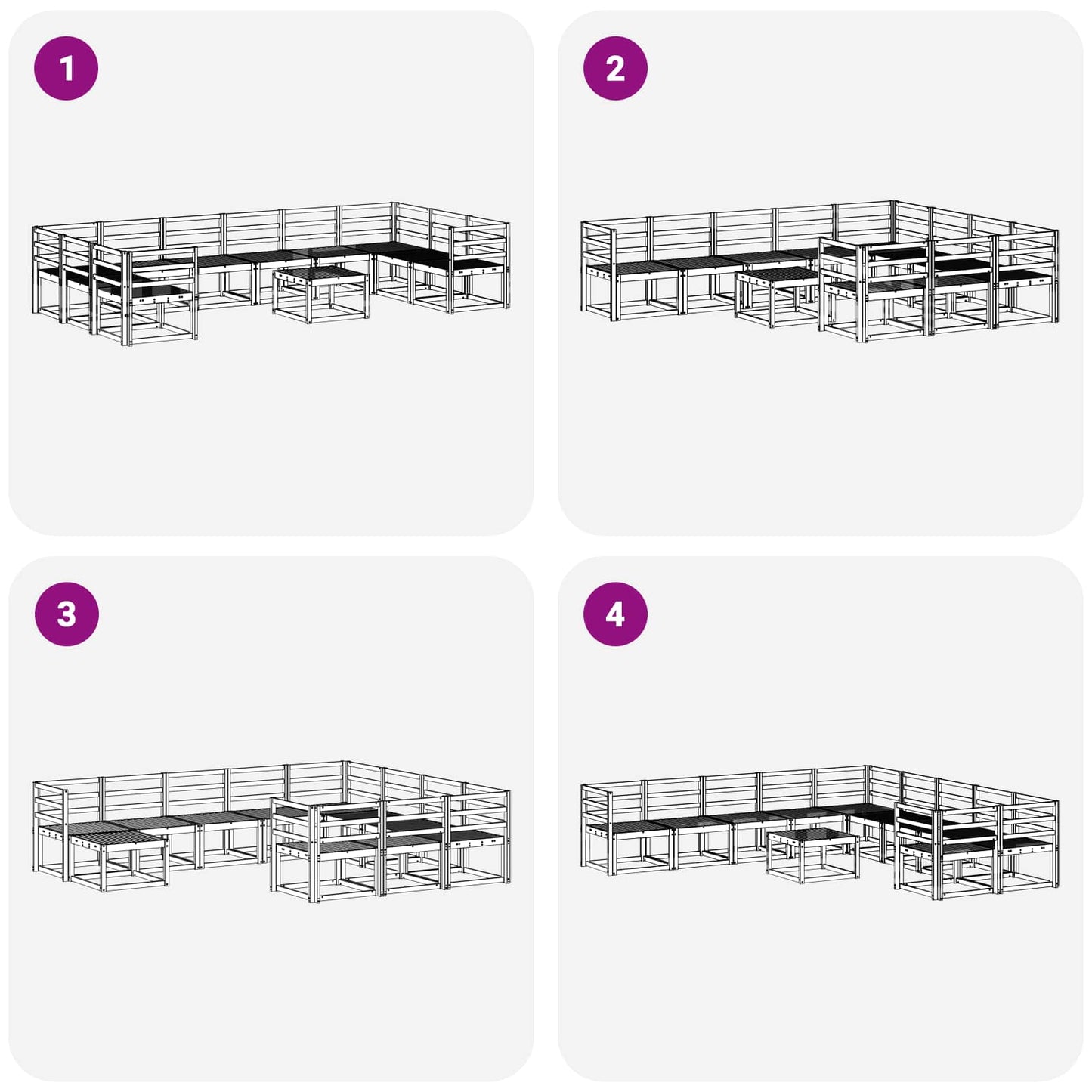 Utendørs sofa-sett 11 pcs Hvit Solid akasietre