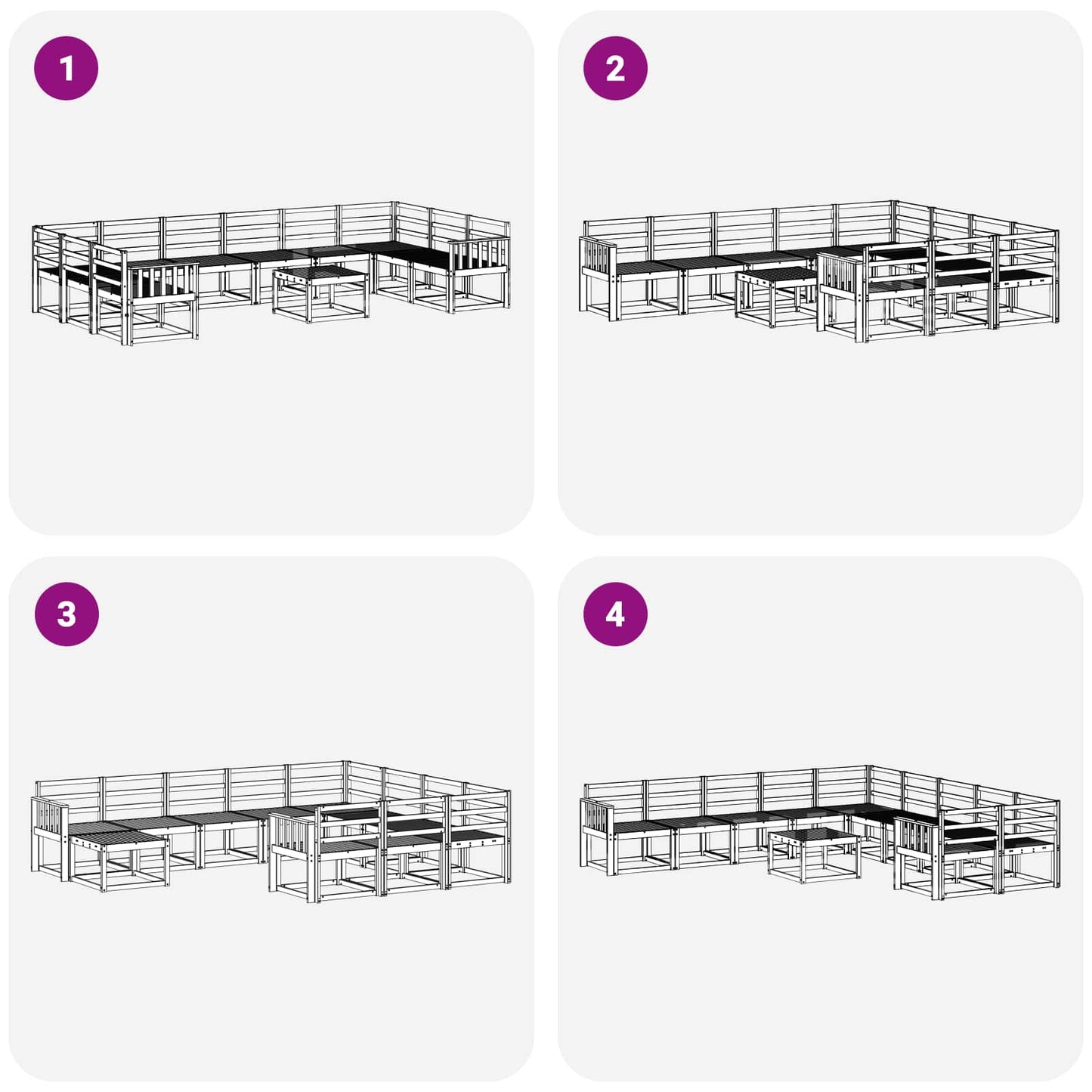 Utendørs sofa-sett 11 pcs Hvit Solid akasietre