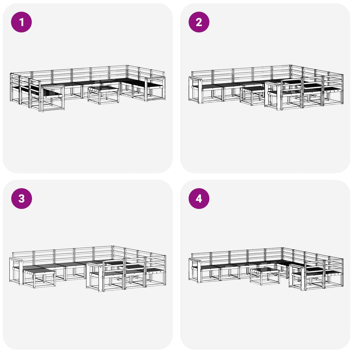 Utendørs sofa-sett 11 pcs Hvit Solid akasietre