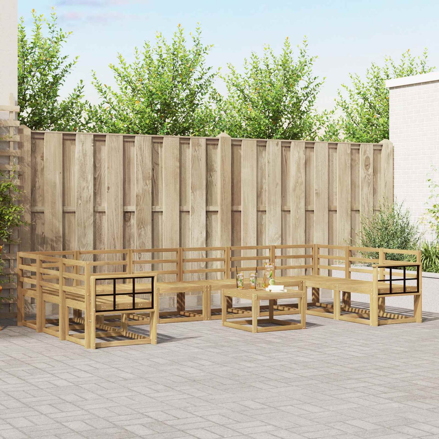 Utendørs sofa-sett 11 pcs Hvit Solid akasietre