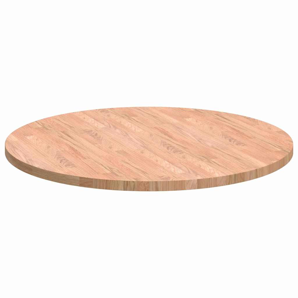 Bordplate Lys Brun Ø 80 x 2,5 cm Massivt Eiketre