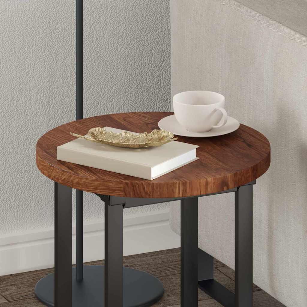 Bordplate Mørk brun Ø 40 x 2,5 cm Massivt Eiketre