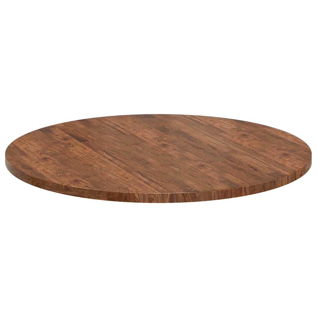 Bordplate Mørk brun Ø 90 x 2,5 cm Massivt Eiketre