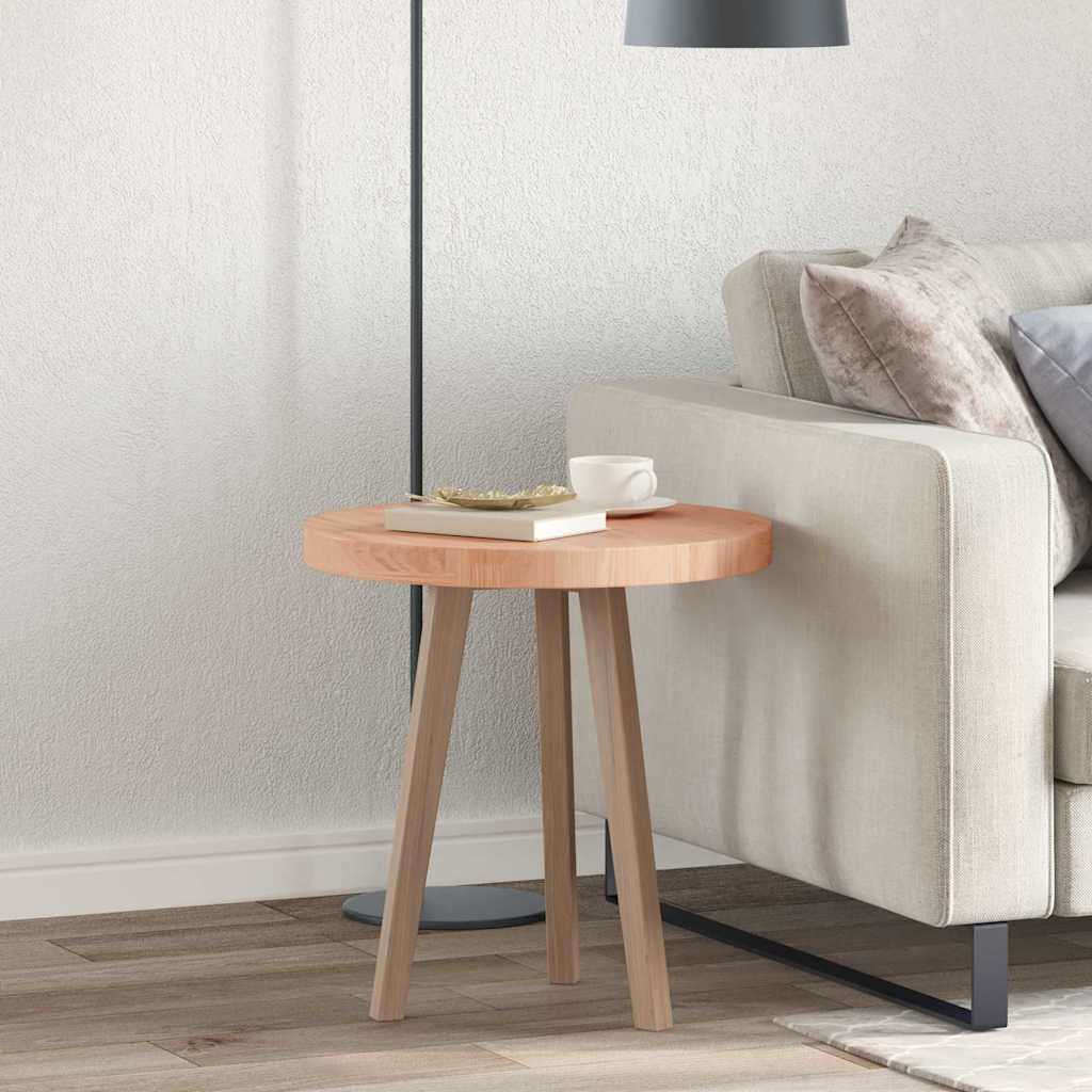 Bordplate Lys Brun Ø 50 x 4 cm Massivt Eiketre