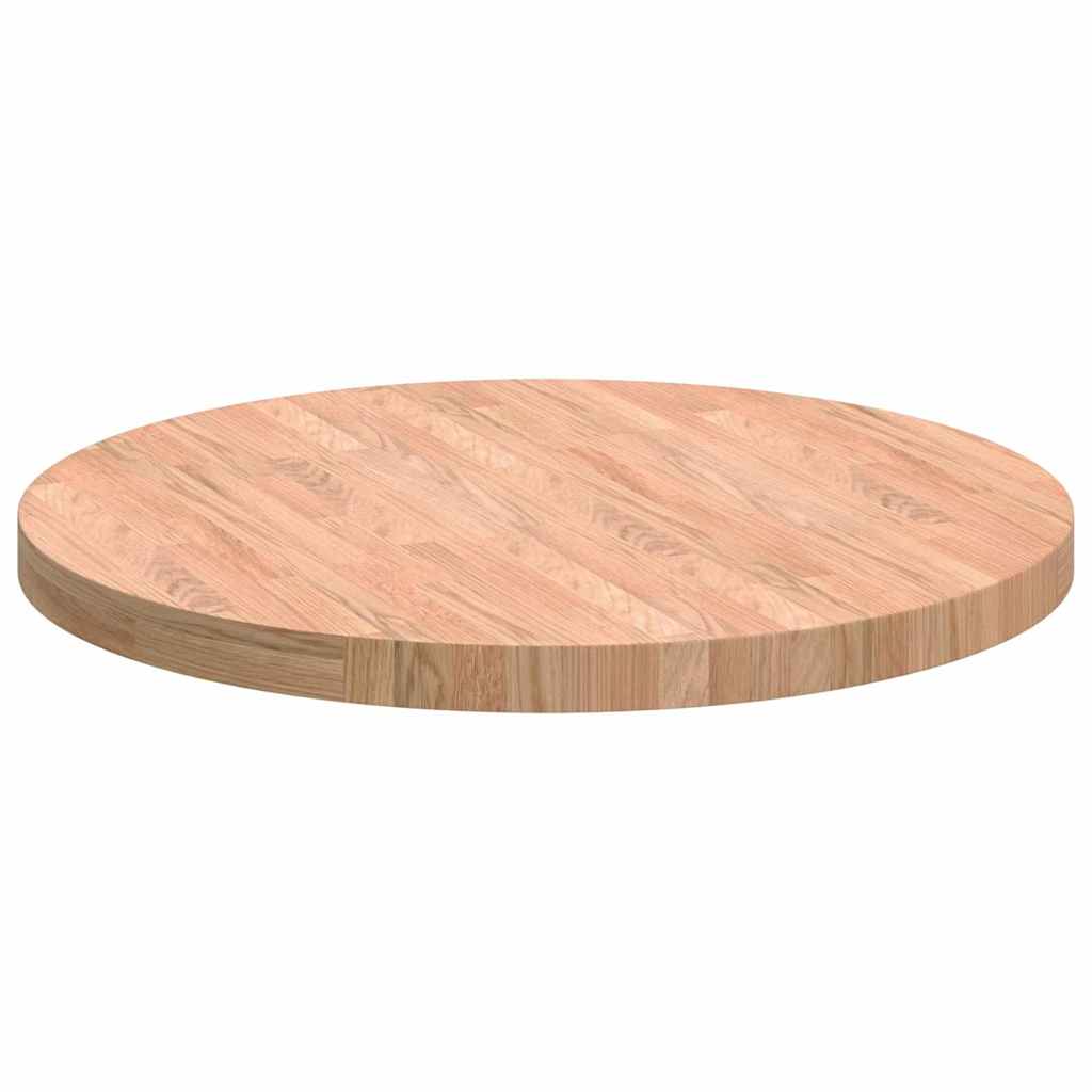 Bordplate Lys Brun Ø 70 x 4 cm Massivt Eiketre