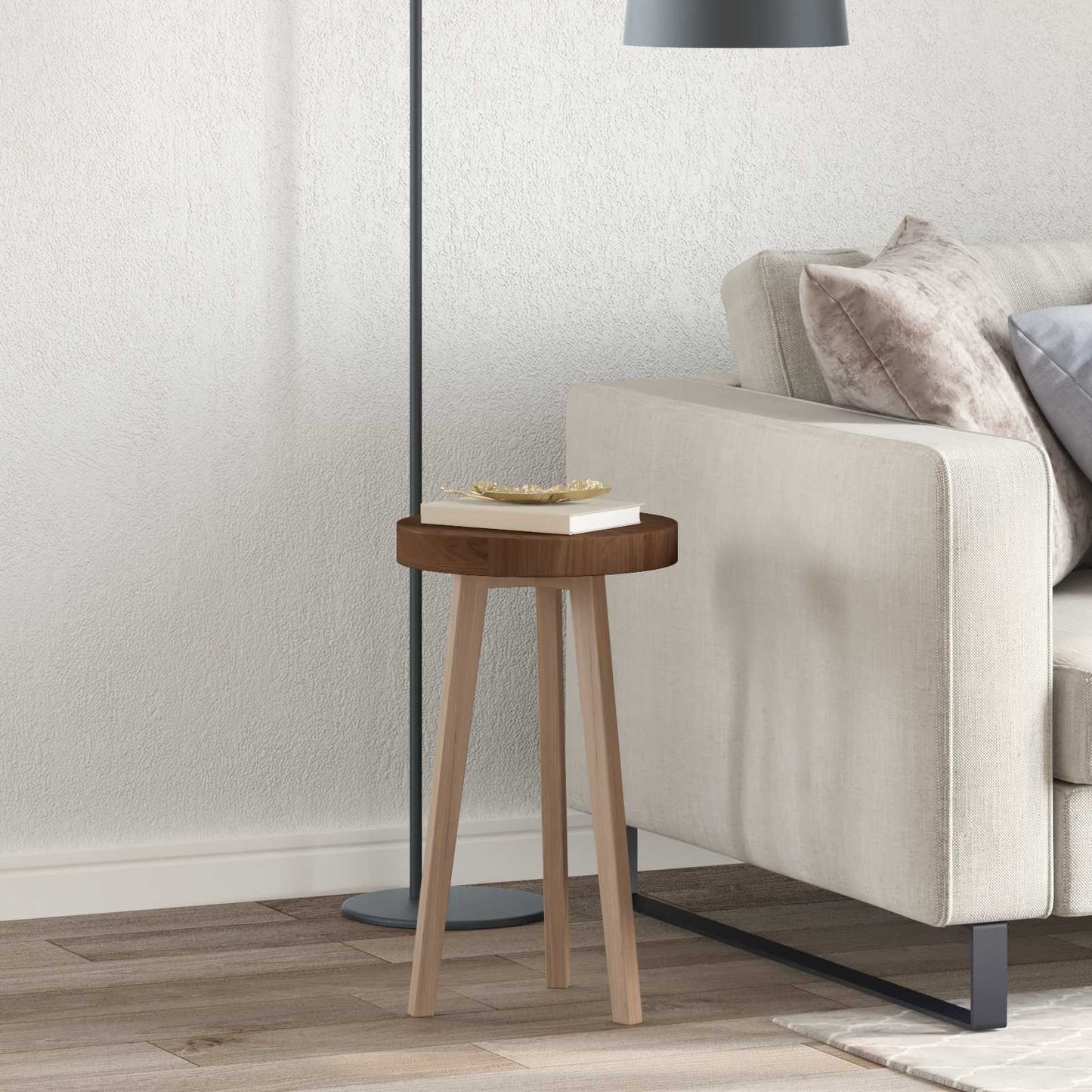 Bordplate Mørk brun Ø 30 x 4 cm Massivt Eiketre