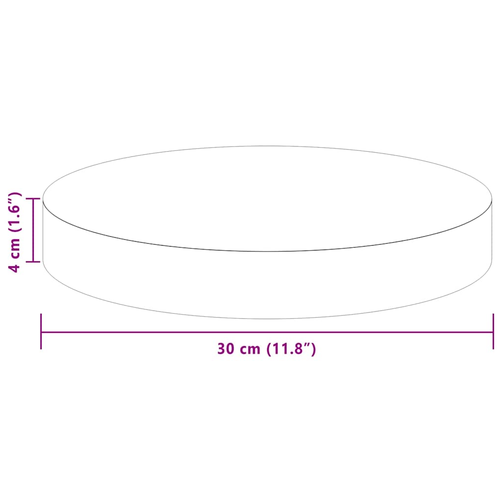 Bordplate Mørk brun Ø 30 x 4 cm Massivt Eiketre