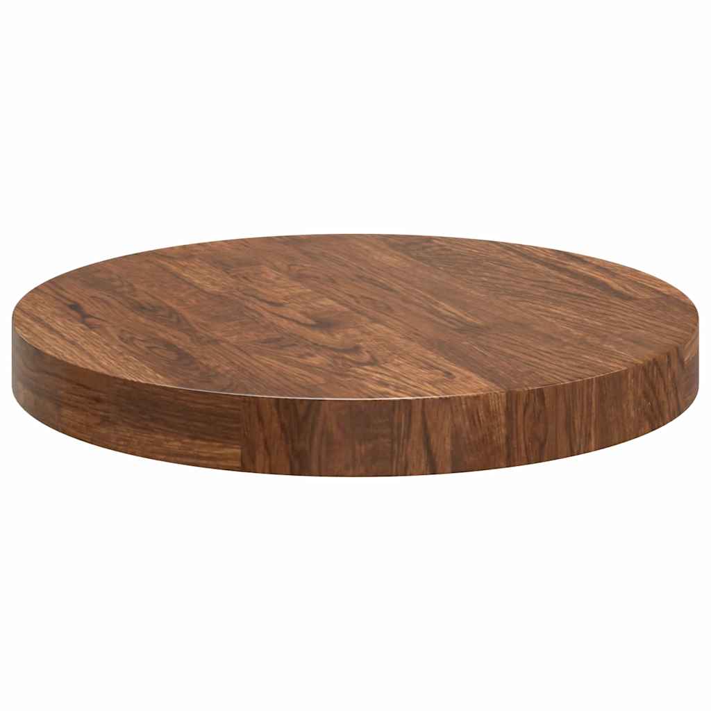 Bordplate Mørk brun Ø 40 x 4 cm Massivt Eiketre