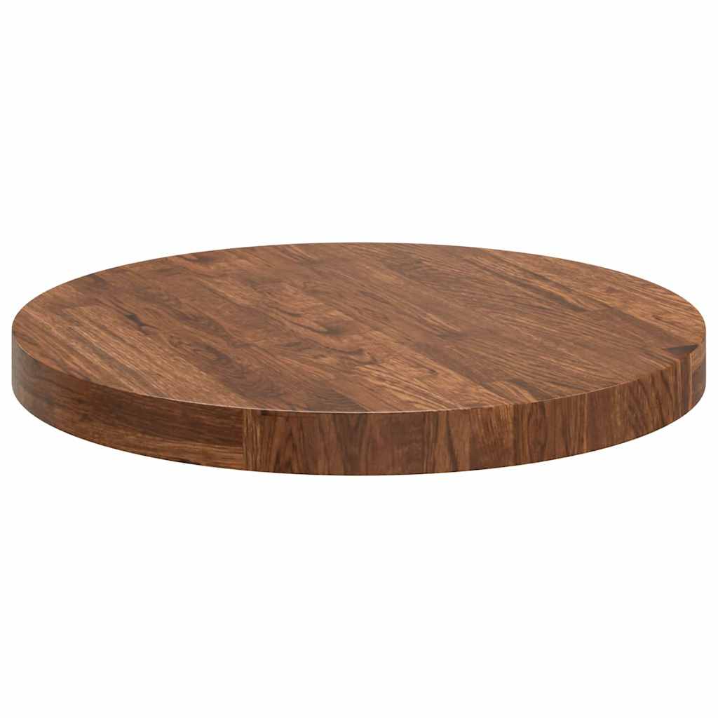 Bordplate Mørk brun Ø 50 x 4 cm Massivt Eiketre