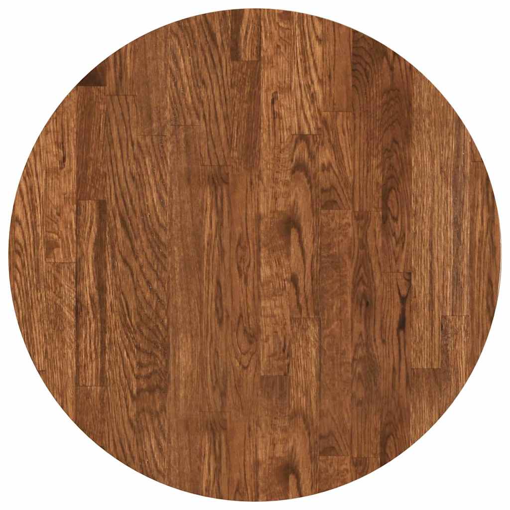 Bordplate Mørk brun Ø 50 x 4 cm Massivt Eiketre