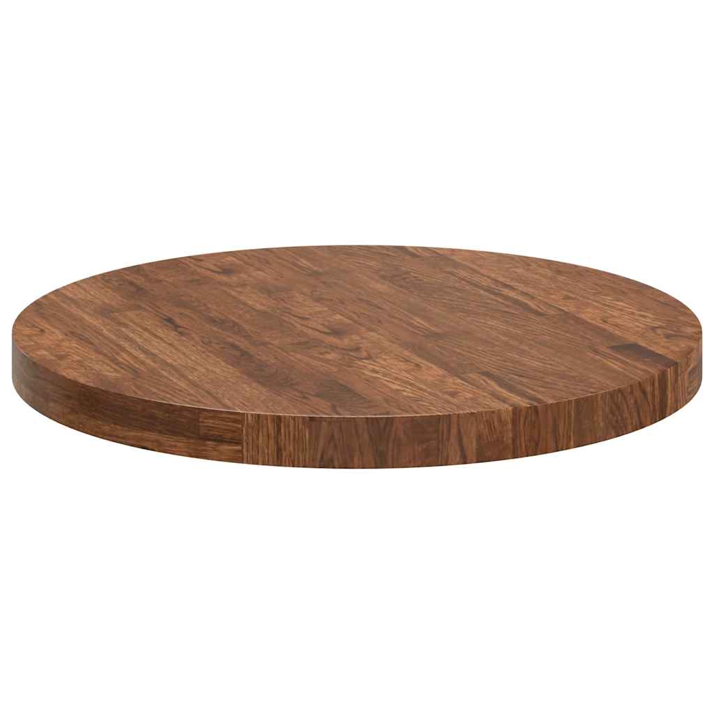 Bordplate Mørk brun Ø 60 x 4 cm Massivt Eiketre