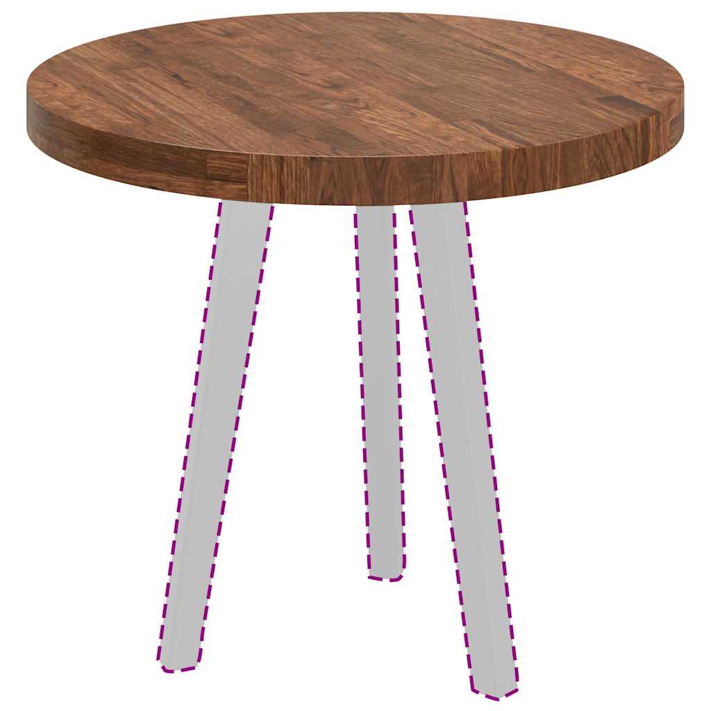 Bordplate Mørk brun Ø 60 x 4 cm Massivt Eiketre