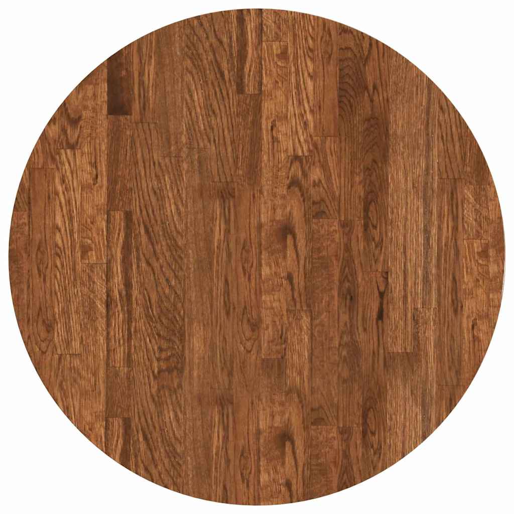 Bordplate Mørk brun Ø 60 x 4 cm Massivt Eiketre