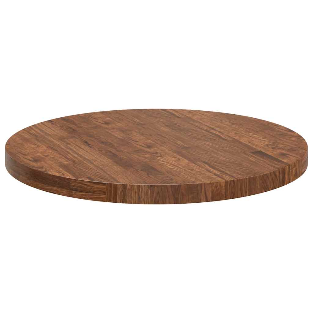 Bordplate Mørk brun Ø 70 x 4 cm Massivt Eiketre