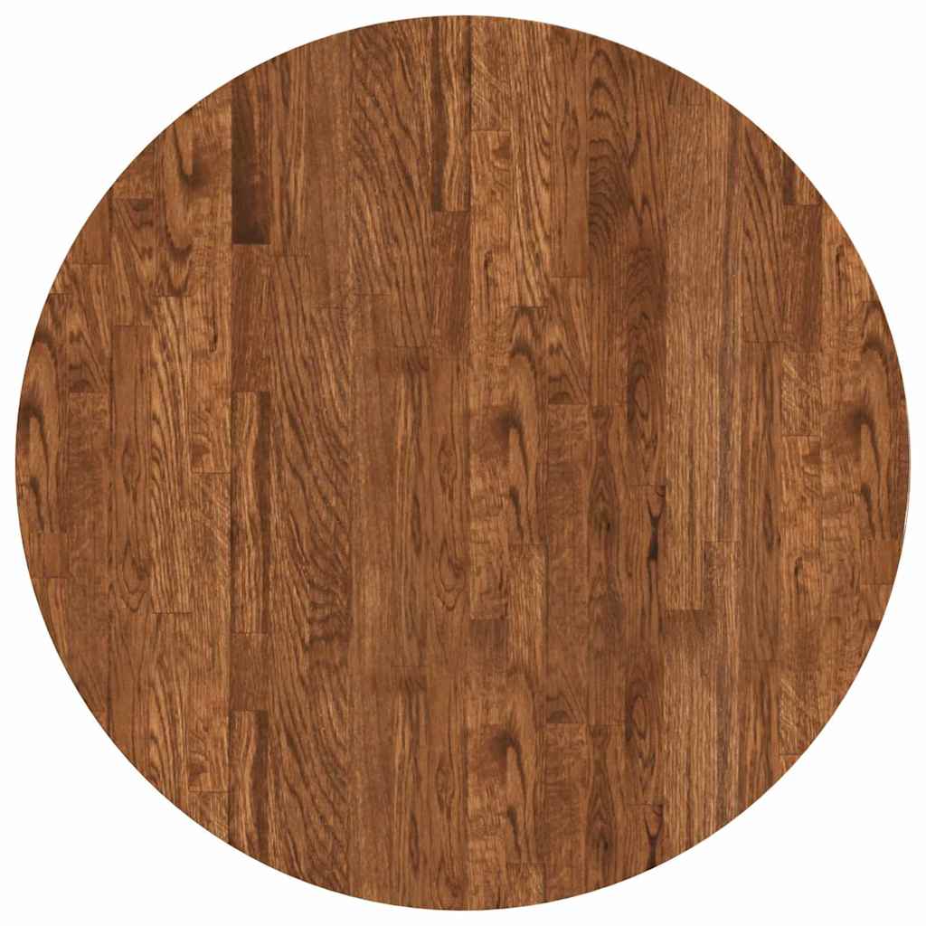Bordplate Mørk brun Ø 70 x 4 cm Massivt Eiketre