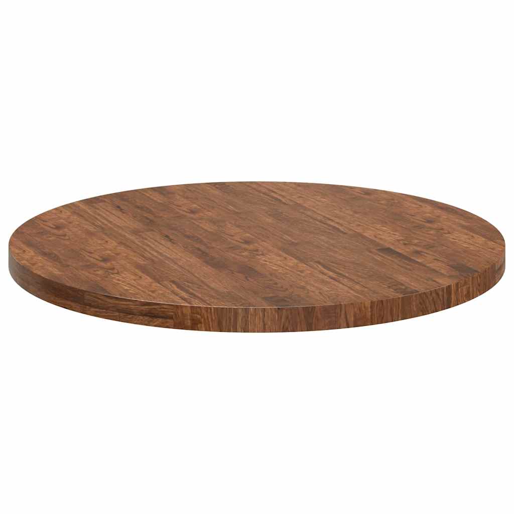 Bordplate Mørk brun Ø 90 x 4 cm Massivt Eiketre