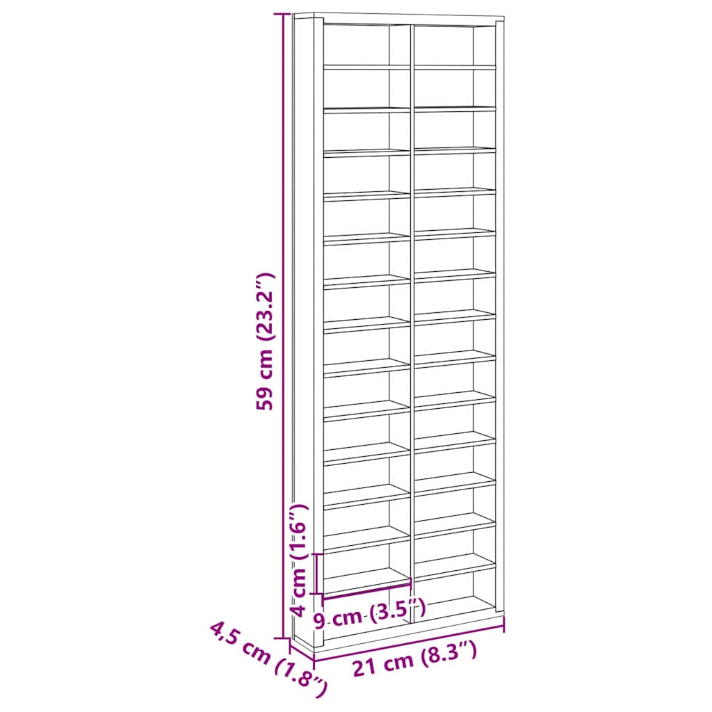 Utstillingsetui Brun 21 x 4.5 x 59 cm Konstruert tre