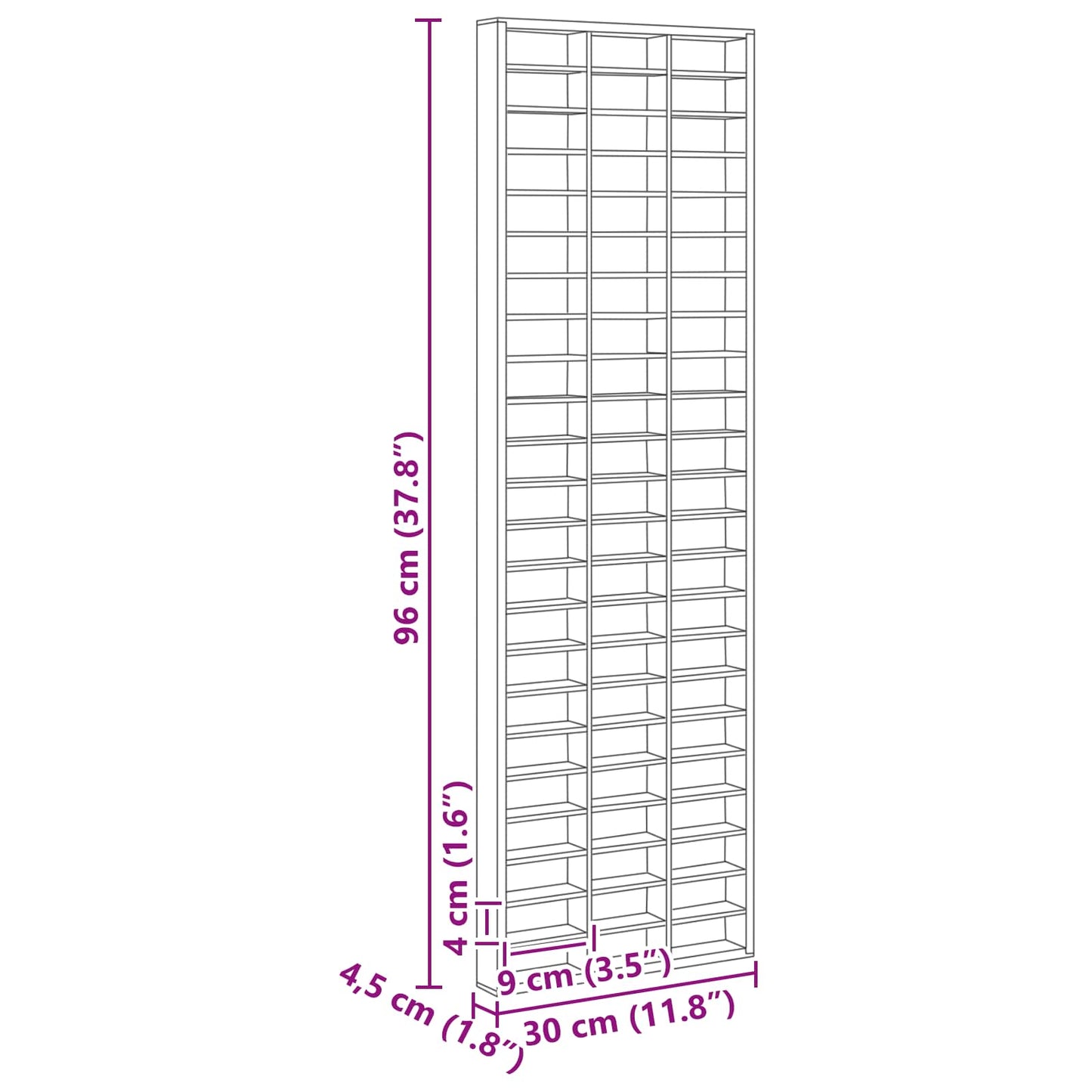 Veggdokumentdisplay Beige 30 x 4,5 x 96 cm Konstruert tre