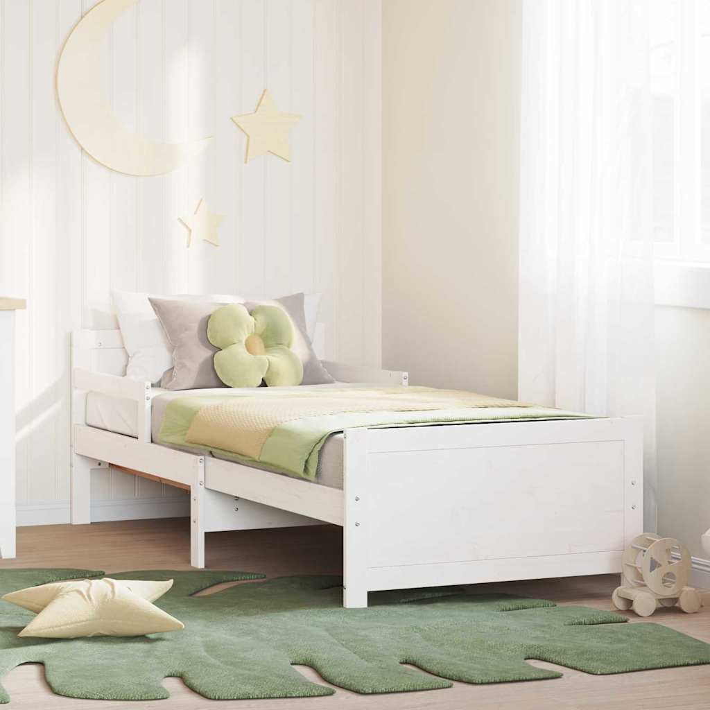 Sengestamme med hodegjerde Hvit 80 x 200 cm Konstruert tre