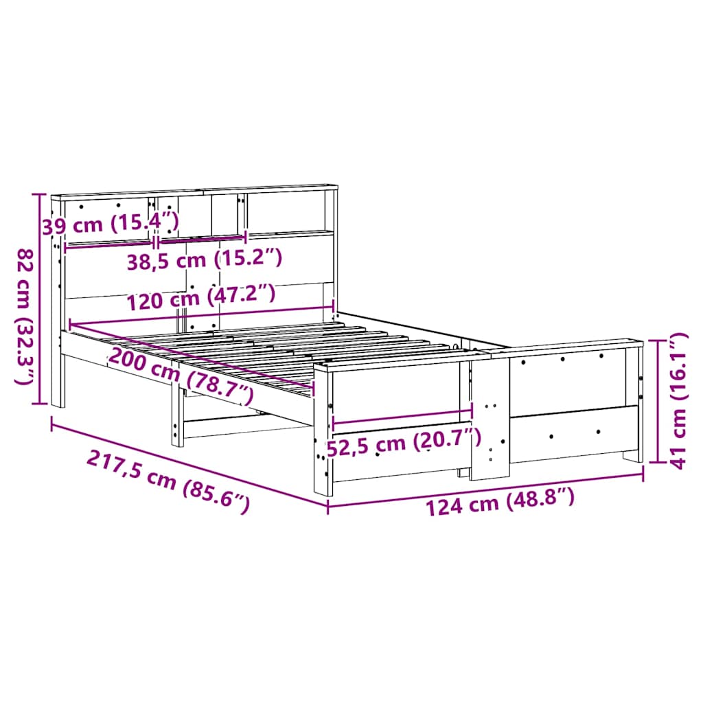 Sengestamme med hodegjerde Voksbrun 120 x 200 cm Heltre furu